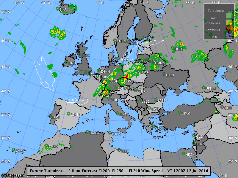 Jeppesen Turbulence forecast FL200-250