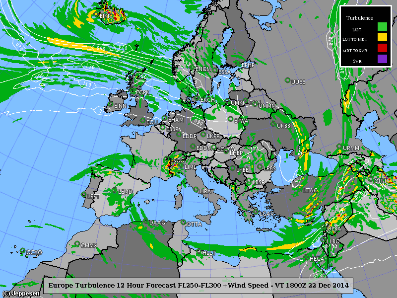 Jeppesen Turbulence forecast FL250-300