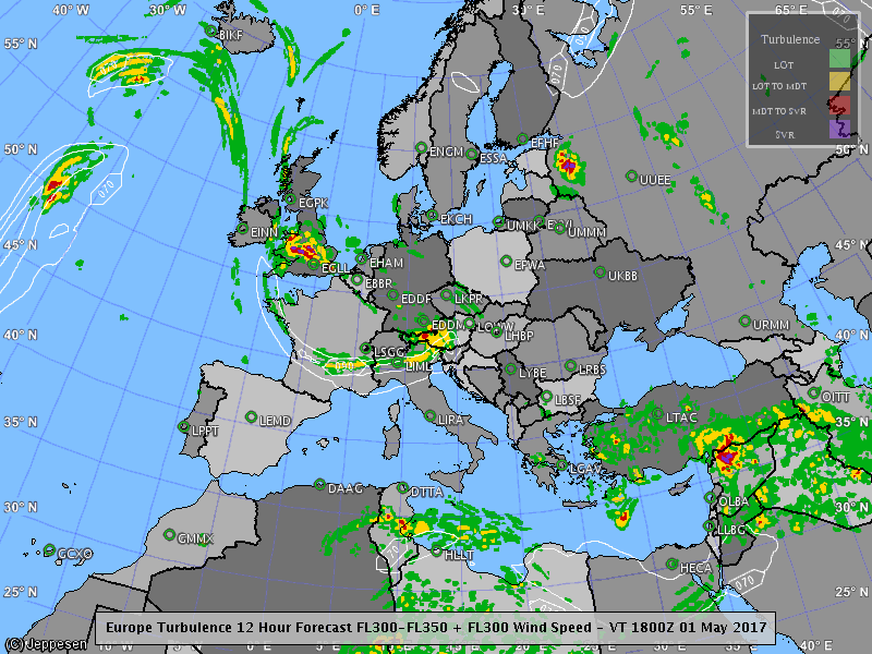 Jeppesen Turbulence forecast FL300-350