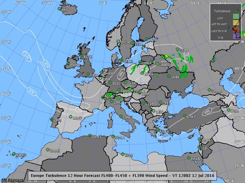 Jeppesen Turbulence forecast FL400-450